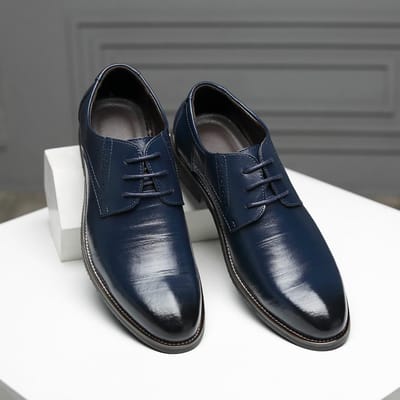 Chaussures en cuir pour hommes, chaussures décontractées de haute qualité, faites à la main, confortables, formelles, plates, à lacets, Oxfords 45 bleu