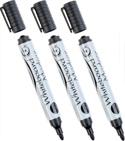 Whiteboard marker/stift - 3x - zwart - uitwisbaar - kantoor/school artikelen