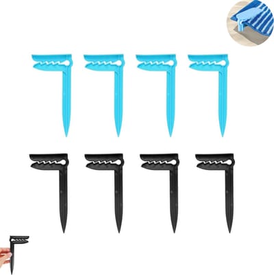 8 stuks - Strandhanddoekclip - Grondpinnen voor buiten - Clips en haringen voor picknickmatten - Draagbare zandmatbevestiging - Windbestendige haringen voor picknickmatten - Geschikt voor kamperen, picknicken en tuinieren