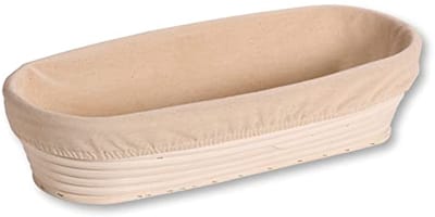 Rijsmand voor Brooddeeg - Rotan, 35,5 x 15,5 x 9 cm - Afneembare Textielvoering