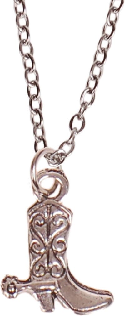 Kinderketting 45cm - Hangertje Cowboylaars zilverkleurig 1,3cm