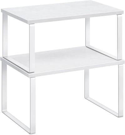 Tweedelig set - Stellingkast - Opbergrek - Stellingkast metaal - Houten opbergrek - Stapelbaar - Wit