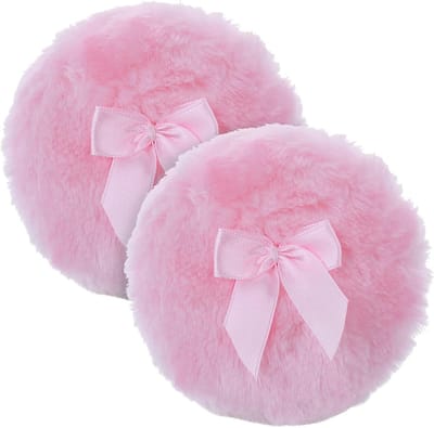 Grote Fluffy Poeder Puff van 10 cm - Ultra Zacht, Wasbaar en Herbruikbaar voor Gezicht en Lichaam, Ideaal voor Losse Poeder en Make-up Tools (Roze)