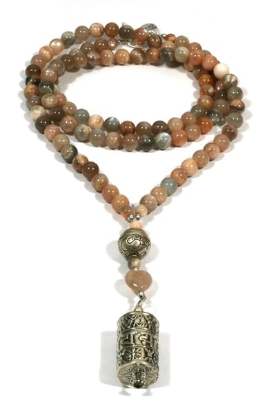 Heaven Eleven - dames - Ketting - Sunstone - 925 - zilver - prayer wheel - gebedswiel - 80cm