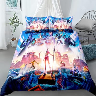 Hot Game Dekbedovertrek Kussensloop Beddengoed Set F-FORTNITES Volwassene Jongen Meisje Slaapkamer Decoratie Kinderen Cadeau Eenpersoons Tweepersoons Groot Formaat 140x200cm