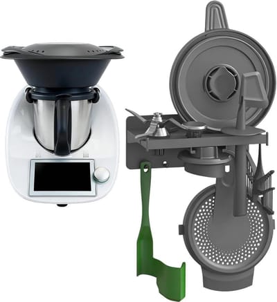 Muurbeugel voor Thermomix accessoires, zonder boren, voor opbergen van deksel, spatula, roerspullen en schoonmaakborstel