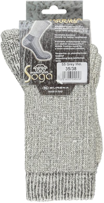 Soga - 2-Pack - Extra Warme Merino - Badstof Binnenvoering - Heren / Dames - grijs - 43-45 - S5