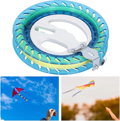 Allecto Plus - Vliegerhaspel met 200 meter lijn - Blauw - Lichtgewicht - 18cm - Voor Vliegerliefhebbers - Buiten spelen - Opwindrol - Vlieger accessoire - Vliegeren