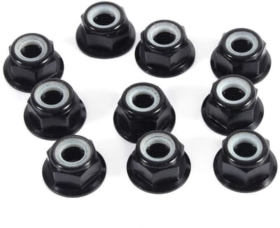Set van 10 Zwarte M5 Nylon Lock Nuts met Hexagonale Vorm - Zelfsluitende Moeren van Aluminium Legering voor Bevestiging en Montage