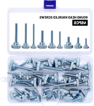 Set van 45 Knurled Screws in M4, M5, M6 - Hoogwaardige Draadschroeven met Ronde Kop, Antislip Duimschroeven en Klemmoeren voor Mechanische Apparaten (Zilver)