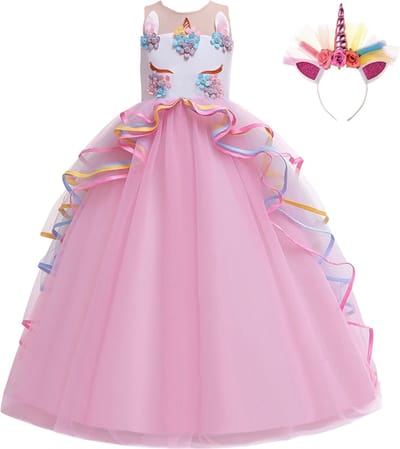 Unicorn jurk - Het Betere Merk - Prinsessenjurk meisje - maat 146/152 - Eenhoorn jurk inclusief diadeem - speelgoed meisjes