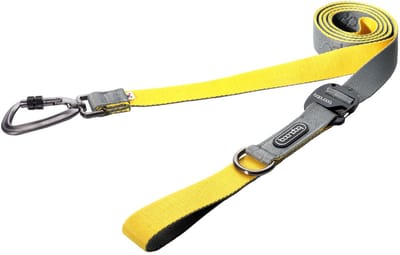 Boondog Hondenriem 2.5m - Verstelbaar - Multifunctioneel - Extra Sterke Nylon Riem - Flexibele Grip - Karabijnhaak - Gray/Lemon - Maat S