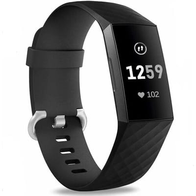 Fitbit Charge 3 silicone band (zwart) - Afmetingen: Maat S