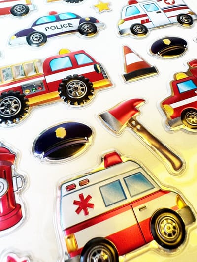 Puffy Voertuigen Stickers - 3D Stickers Jongens - 2 Stickervellen Voertuigen