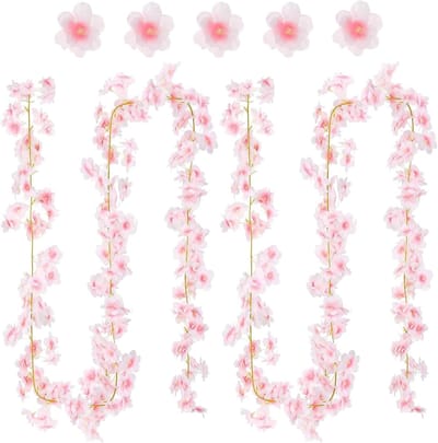 Prachtige 3-delige 180cm Zijde Cherry Blossom Slingers voor Bruiloft en Tuin Decoratie, Kunstbloemen voor Binnen en Buiten, Perfect voor Feestjes en Muurdecoratie (Roze)