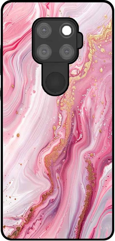 Smartphonica Telefoonhoesje Geschikt voor Huawei Mate 30 Lite met marmer opdruk - TPU backcover case marble design - Roze geschikt voor Huawei Mate 30 Lite