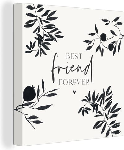 Canvas Schilderij BFF - Best friend forever - Vriendschap - Quotes - Spreuken - 20x20 cm - Wanddecoratie