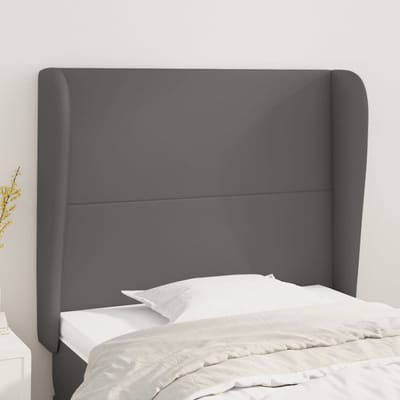 vidaXL - Hoofdbord - met - randen - 83x23x118/128 - cm - kunstleer - grijs