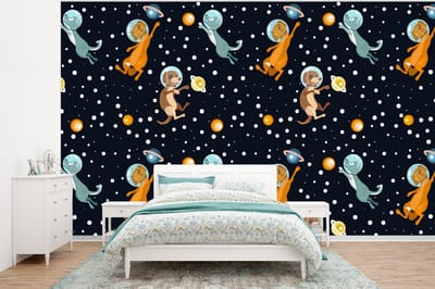 Behang - Fotobehang Planeten - Hond - Patroon - Breedte 320 cm x hoogte 240 cm