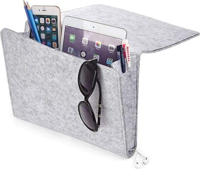 Organiser - Bed / bank organizer - Bedside pocket - Opbergzak - Bankopberger - Vilten opbergtas - Opbergvakken - Tijdschriften / boeken / laptop opbergen - Vilt - Sofa caddy - 28cm - Grijs - Jonyx