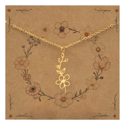 Bixorp Geboortebloem Ketting Mei / Meidoorn - Goudkleurig Roestvrij Staal - Bloem Cadeau voor Dames & Meisjes