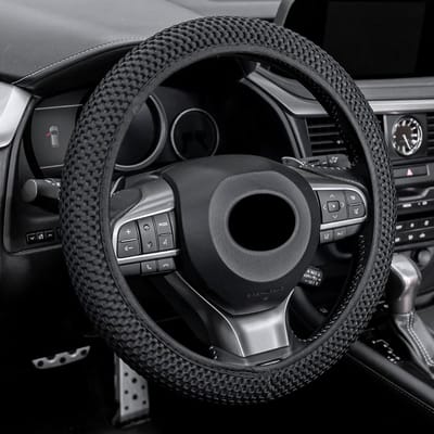 Stuurhoes - Elastisch - Universeel - Auto Accessoire - Ademend - Microfiber - Antislip - Geurloos - Eenvoudig Te Installeren - 36-38 Cm - 14.5-15 Inch - Zwart