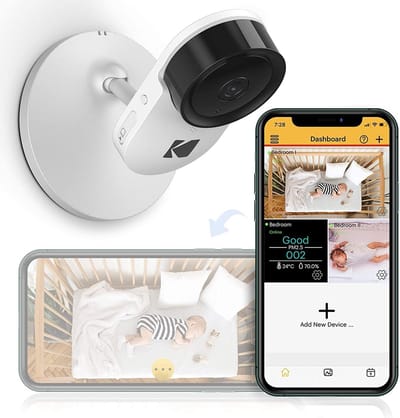 Babyfoon met Camera - Videobabyfoon Monitor - Babykamer Bewaken - Tweeweg Audio Nachtzicht - 19.99 x 13.21 cm - Wit