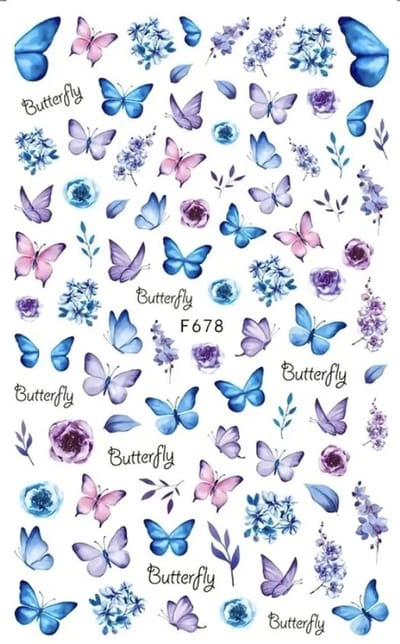 Nagelstickers Flowers and Butterflies ( 678 ) 12.5 x 7.5 cm