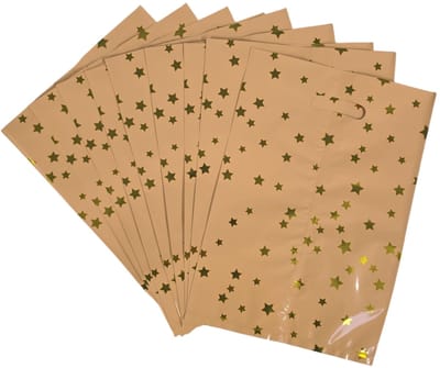 Fako Bijoux - Folie Uitdeelzakjes Sterren - 10 stuks - Traktatie Zakjes Voor Uitdeelcadeautjes - Uitdeelzakjes Kinderfeestje - Verjaardag - Oranje