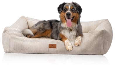 Knuffelwuff hondenbed van ribfluweel met handgeweven uiterlijk Olivia M-L 85 x 63cm