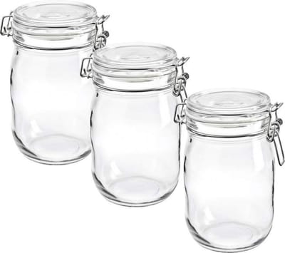 Weckpot - Voorraadpot - Transparant - 1 Liter - 3 stuks