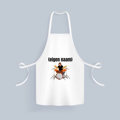 Akyol - drummer met drumstel met eigen naam Keukenschort - Drummen - muziek liefhebbers - drummers - drumstel - verjaardag - cadeau - kado - 82 bij 71 cm