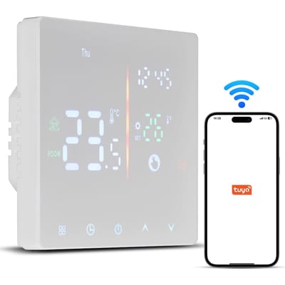 Thermostat intelligent pour la maison WiFi Thermostat numérique programmable hebdomadaire Mode manuel/automatique Tuya WiFi Water Heating blanc