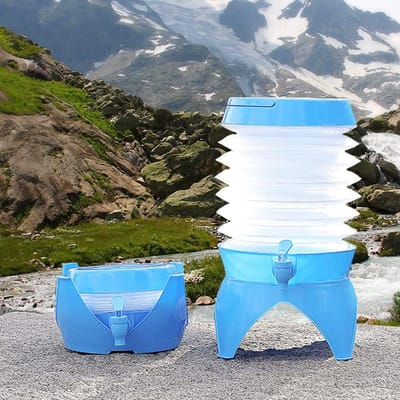 3,5L Blauwe Draagbare Water Dispenser – Inklapbare Drankkan voor Camping, Koelkast & Outdoor Gebruik