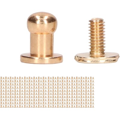 200 Ensembles Vis Chicago Rivets Tête Ronde 7x5mm Bricolage Artisanat Cuivre Pur Rivets Tête Ronde Cuir