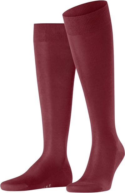 FALKE Tiago lang eenkleurig fil d'Ecosse katoen kniekousen heren rood - maat 41-42
