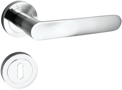 Domino® Deurkrukgarnituur OVAL-R - Chroom - BB- gladde sleutel met Rozette - Deurbeslag van aluminium - Deurklink voor kamerdeur, kantoordeur, kelderdeur en binnendeur