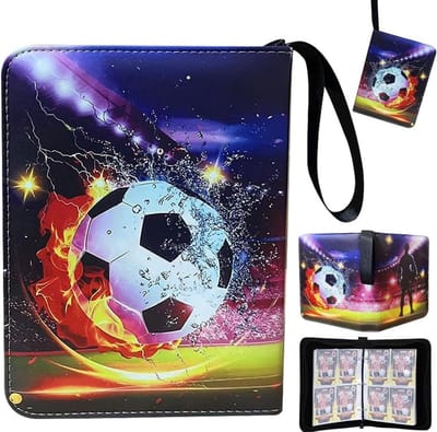 Voetbalkaarten Album voor Verzamelaars, 50 Pagina's, Capaciteit van 400 Kaarten, Ideaal voor Sportkaarten, 3 Ringen en Stevige Houder