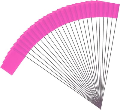 Markeringsvlaggen 50 stuks, stalen paal, vinyl paalvlag, yard flags voor industriële nutsvoorzieningen, roze