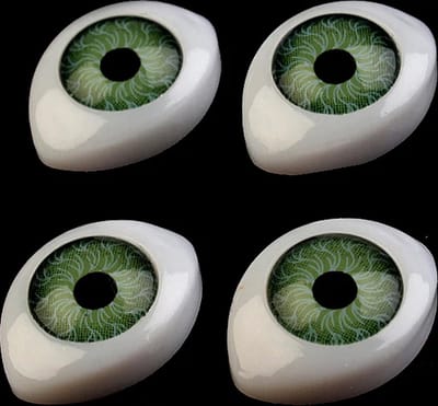 4 levensechte plastic ovale poppenogen - oogjes met iris groen - 12 x 17mm - poppenoog - ogen levensecht pop - ovaal