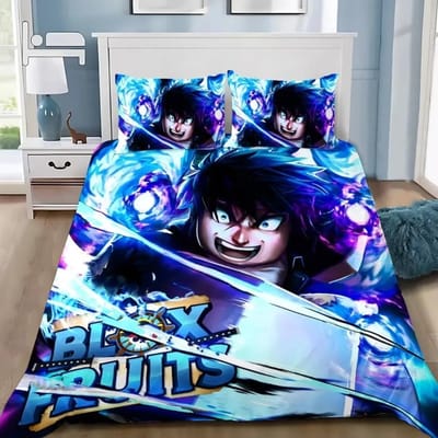 3D Game Beddengoed Set B-Blox F-Fruits Cartoon Dekbedovertrek Set Zacht Huidvriendelijk Eenpersoons Tweepersoons Kingsize Voor Kinderen Hometextiel 2pcsEuSingle 135x200