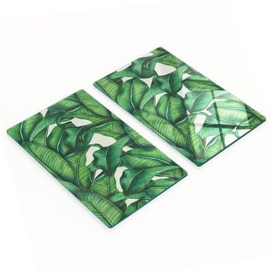 Decoratieve glazen snijplanken in bananenbladmotief, 2x30x52 cm