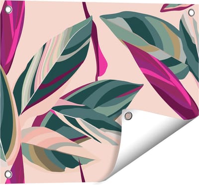 Gards Tuinposter Bloem Bladeren - Bloemen - Abstract - 50x40 cm - Tuindoek - Tuindecoratie - Wanddecoratie buiten - Tuinschilderij