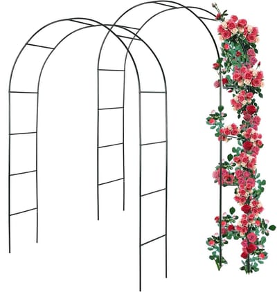 Rozenboog Tuin - Klimplant Ondersteuning - Decoratie Klimmers - Gepoedercoat Staal - 140x240cm - Zwart