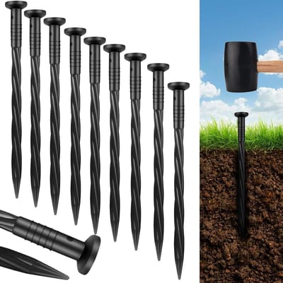 Tuin Verankeringspalen - Gazon Spikes - Landschapsrand Bevestigen - Spiraal Grip Ontwerp - 80 Stuks 20cm - Zwart