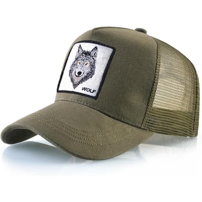 Vier Jaargetijden Trucker Cap Heren Dames Snapback Hip Hop Baseballpet Met Borduurwerk Wolf Patch Verstelbare Klep Pet gray