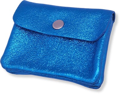 Bijoutheek Portemonnee Leer Italiaans Metallic Cobalt Blue