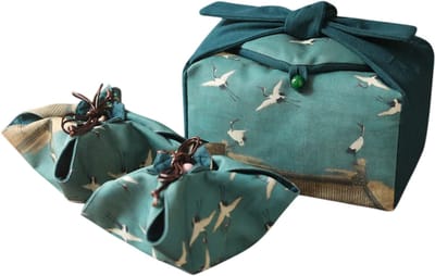 Opvouwbare Theepot Opbergzak met Trekkoord – Stoffen Organizer voor Theeservies en Reizen - Blauw