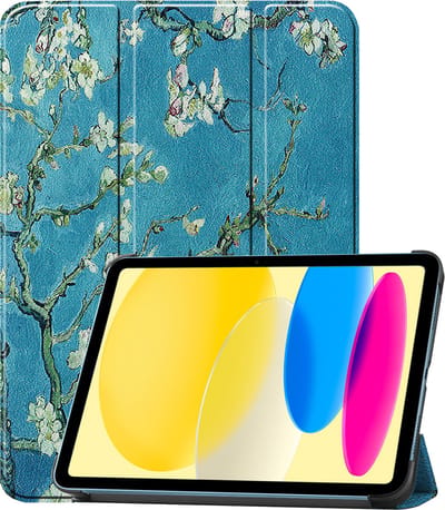 Hoesje Geschikt voor Apple iPad 10 (2022) - 10.9 inch - 10e Generatie - Dun & Stevig - Trifold Bookcase - Hard Cover - Hardcover Book Case - Tablet Hoes - Bloesem