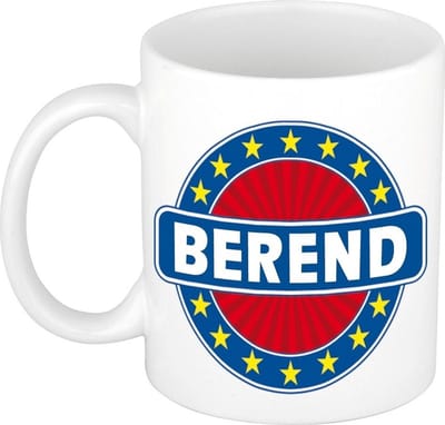 Bellatio Decorations - Berend voornaam - koffiemok - beker - wit/blauw - 300 ml - Cadeau - Heren - Collega - Vaderdag - Verjaardag